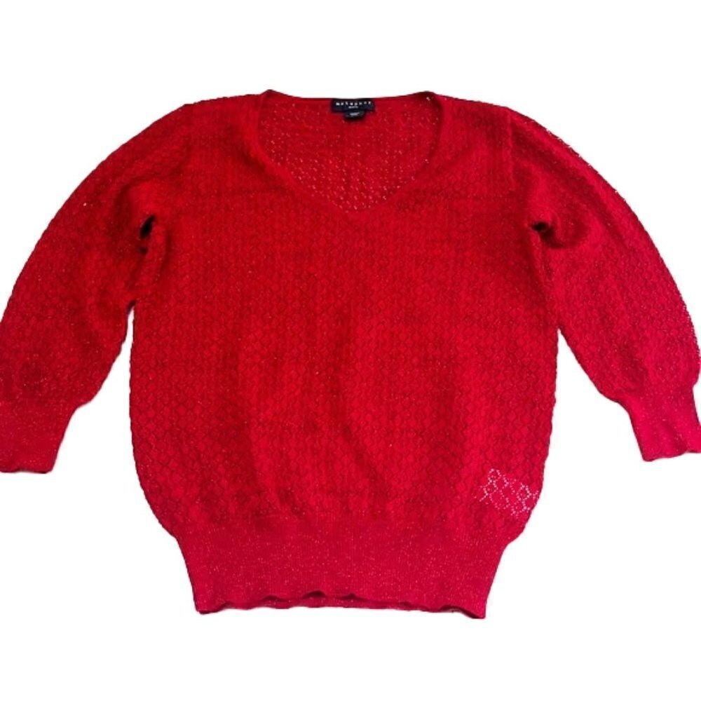 ❤️ METAPHOR Knit red shiny glitter Top Size M